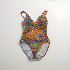 Lauren Ralph Lauren Captiva Paisley Twist Bandeau Tankini Swimsuit  12 *Flaw